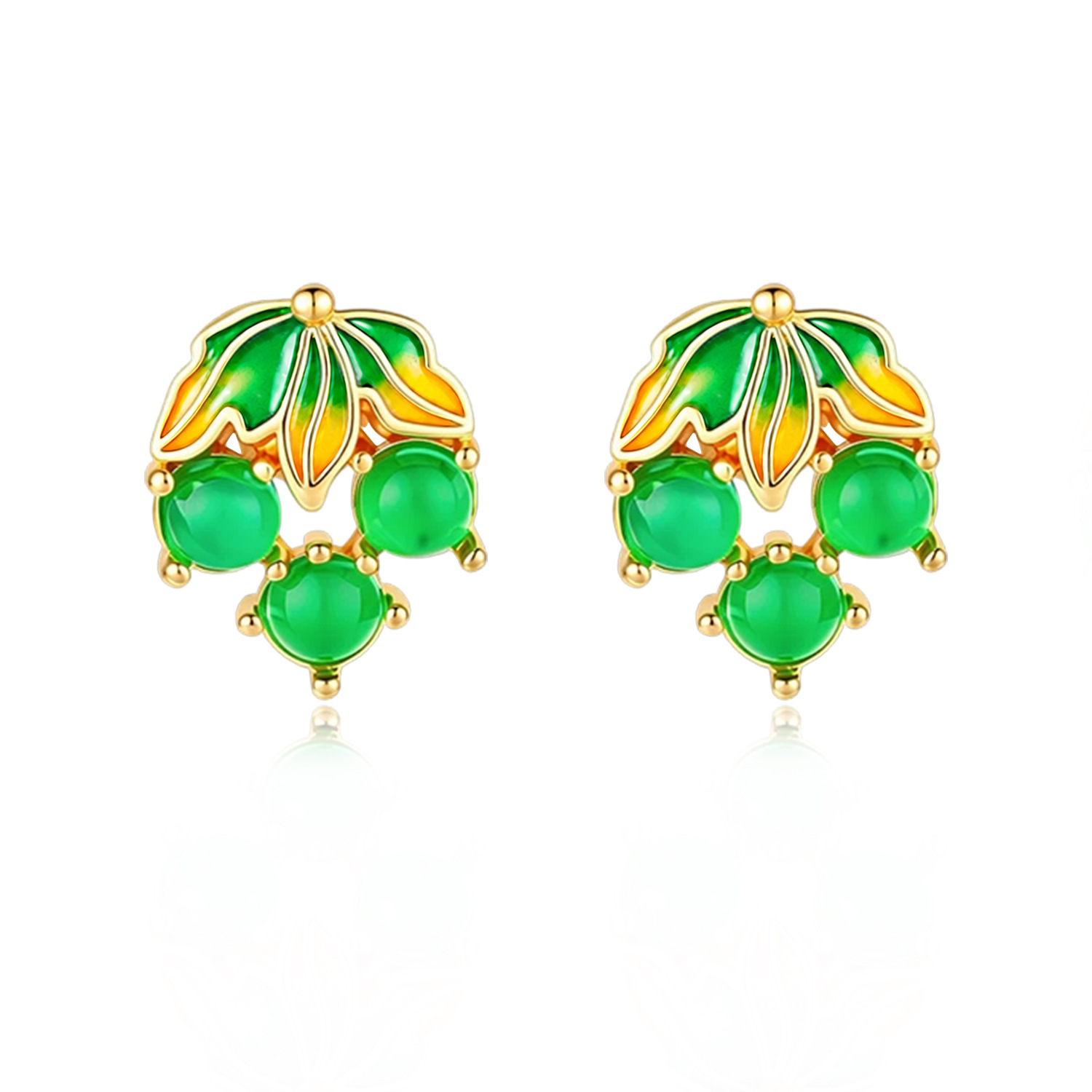 Earrings - Anting-anting Batu Giok Burma Berbentuk Anggur,
