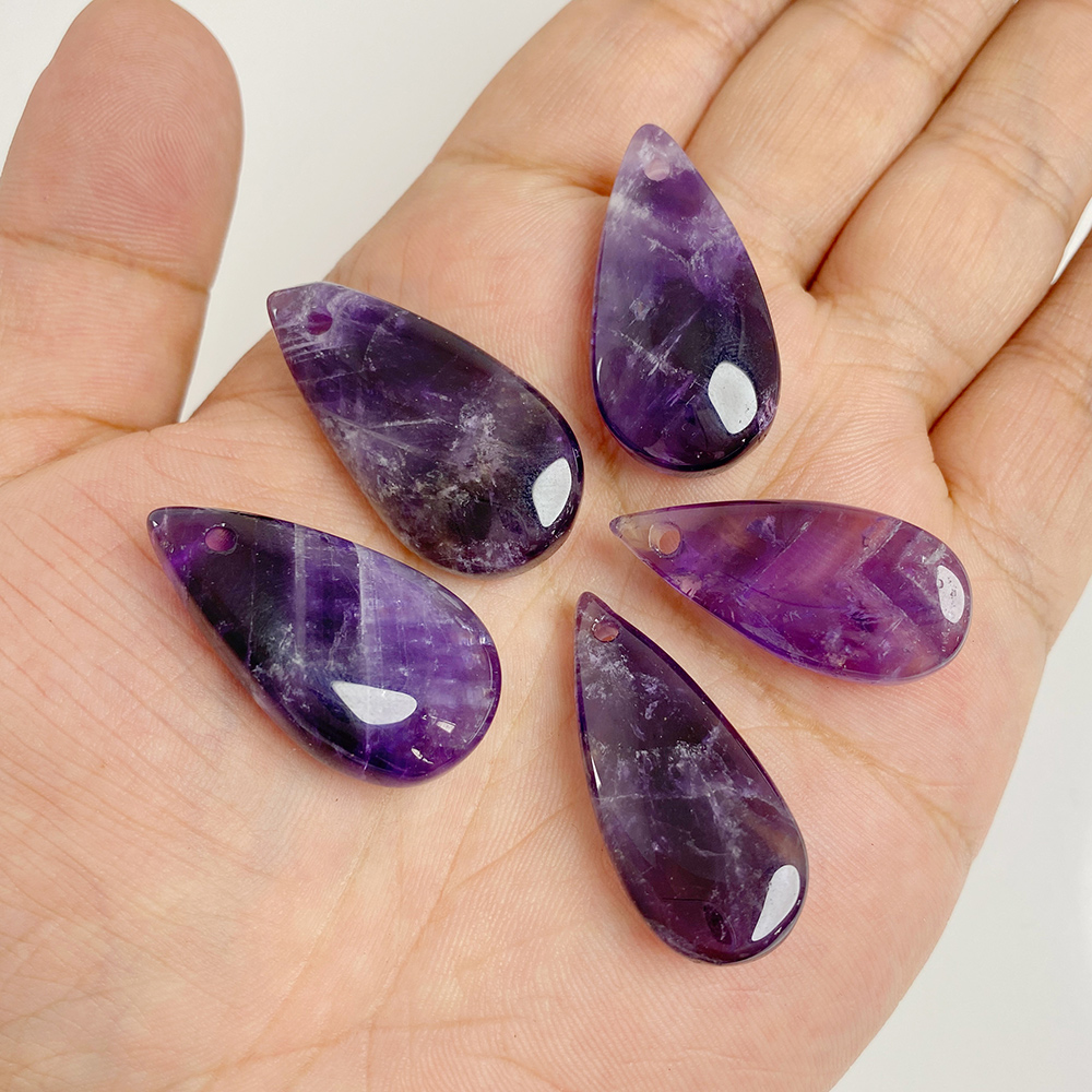 Crystal Pendant Necklace Natural Stone - 1 buah liontin batu bentuk tetesan