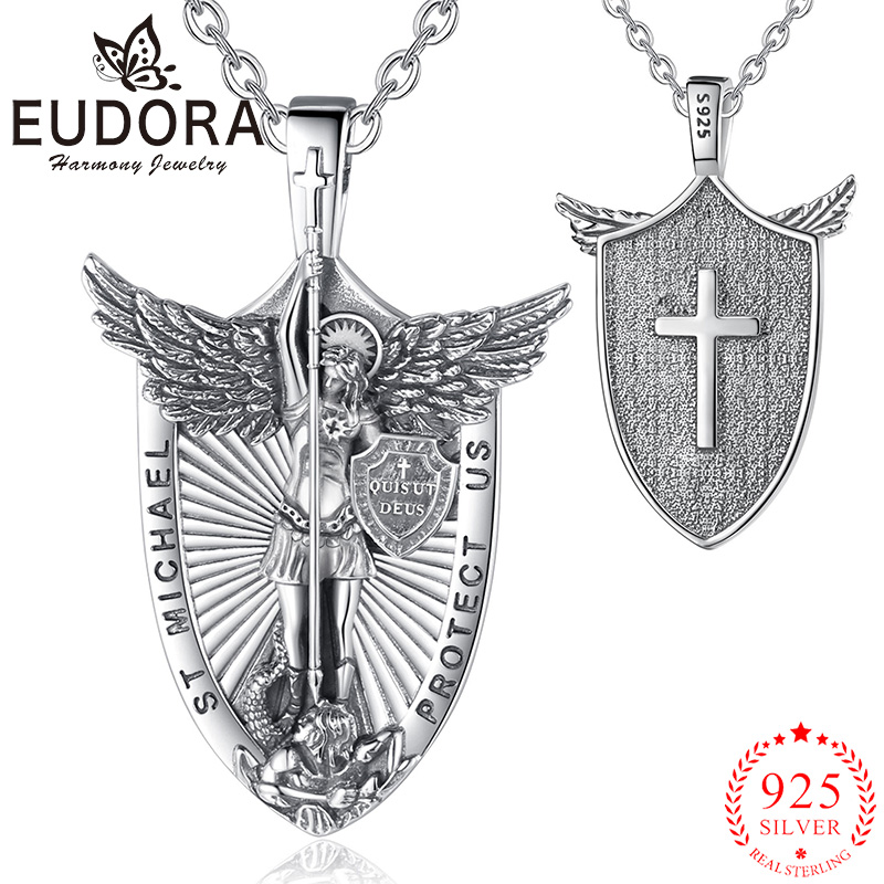 925 Sterling Silver Chain Necklace Men - Eudora 925 perak murni St. Michael