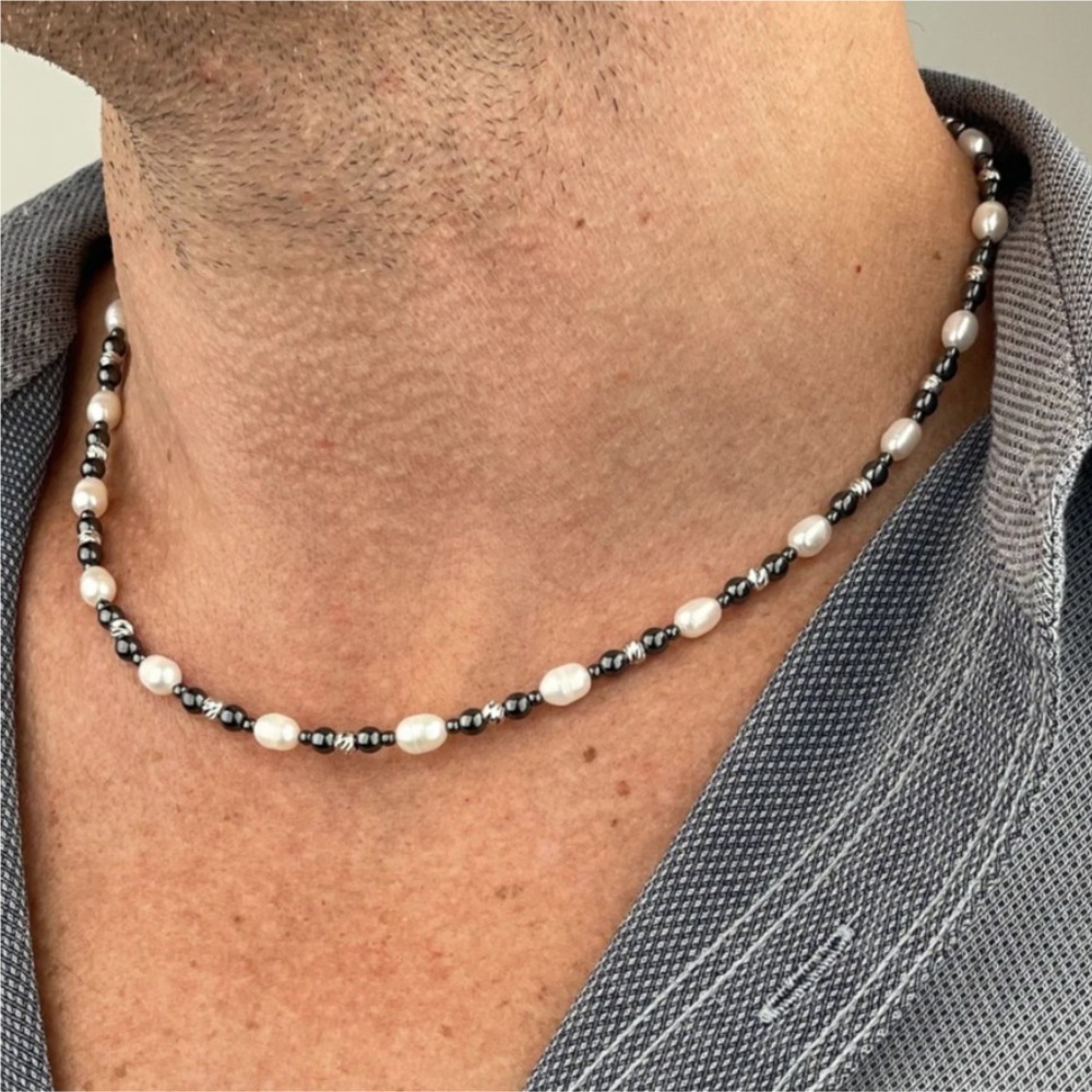 Pearl Choker Necklace Vintage - Kalung Rantai Mutiara Barok Batu Alam