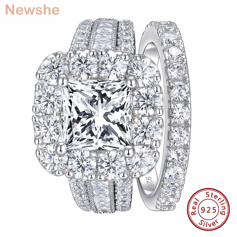 Moissanite Engagement Ring 1 Carat - Newshe 2 Buah Set Cincin Pernikahan