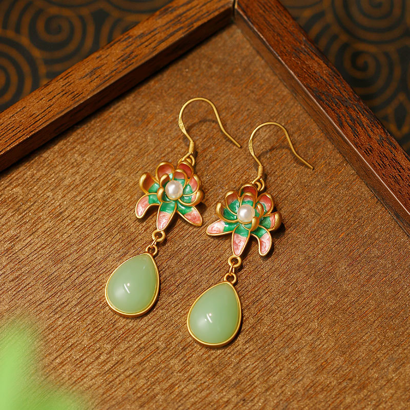 Earrings - Anting Tetesan Air Batu Giok Alami
