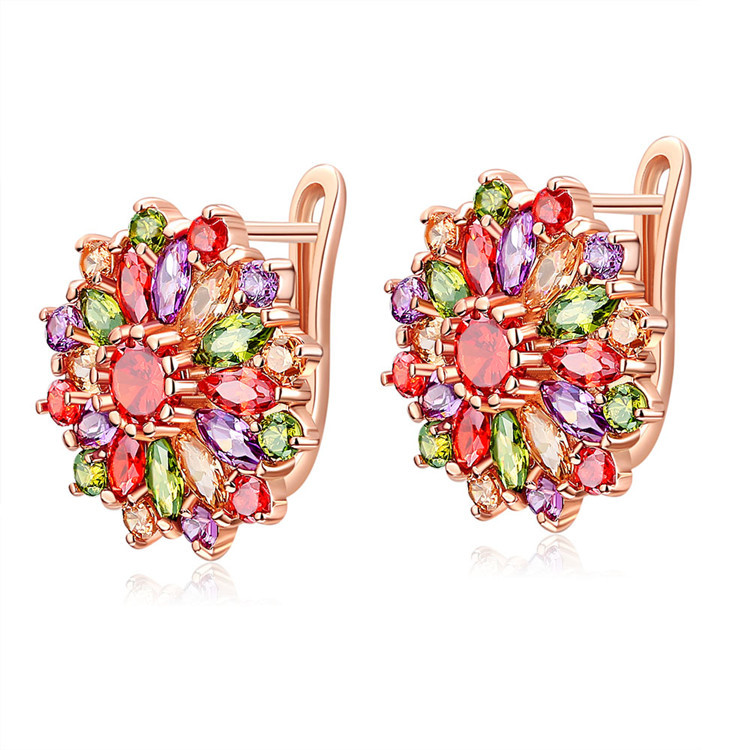 Earrings - Anting-anting bunga kristal alami perhiasan asli