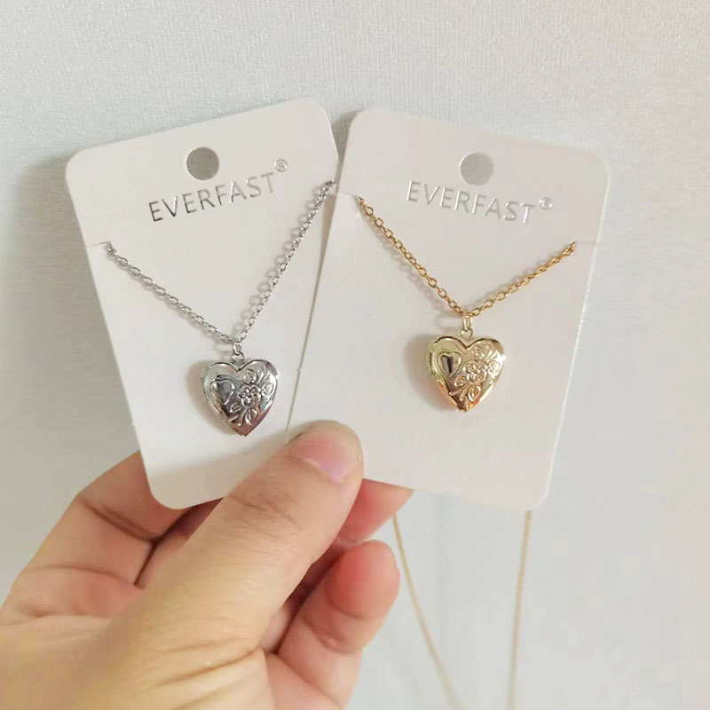 Heart Locket Necklace Photo - 1 buah liontin Bingkai Foto 14mm