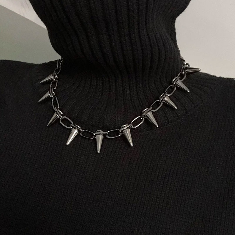 Goth Punk Spike Choker - Kalung Choker Punk Fashion dengan Paku,