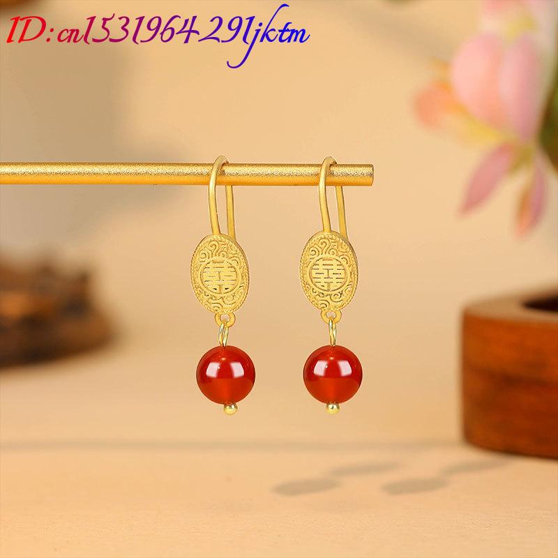 Anting Manik Giok Merah Alami  - Earrings ulasan dan harga
