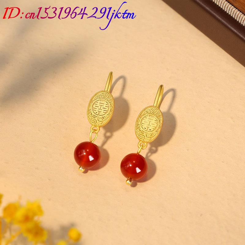 Anting Manik Giok Merah Alami  - Earrings ulasan dan harga