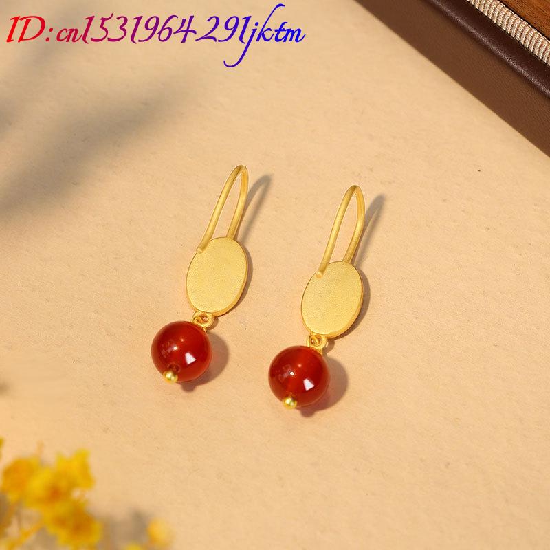 Anting Manik Giok Merah Alami  - Earrings ulasan dan harga