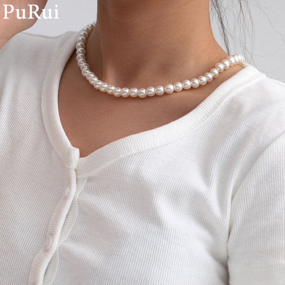 Kalung Choker mutiara imitasi  - Pearl Choker Necklace Vintage ulasan dan harga