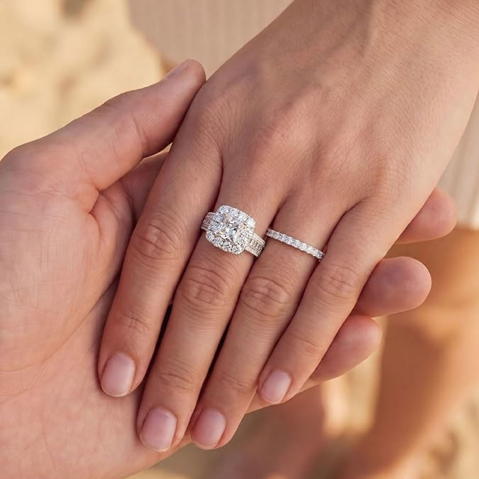 Newshe 2 Buah Set Cincin Perni - Moissanite Engagement Ring 1 Carat ulasan dan harga