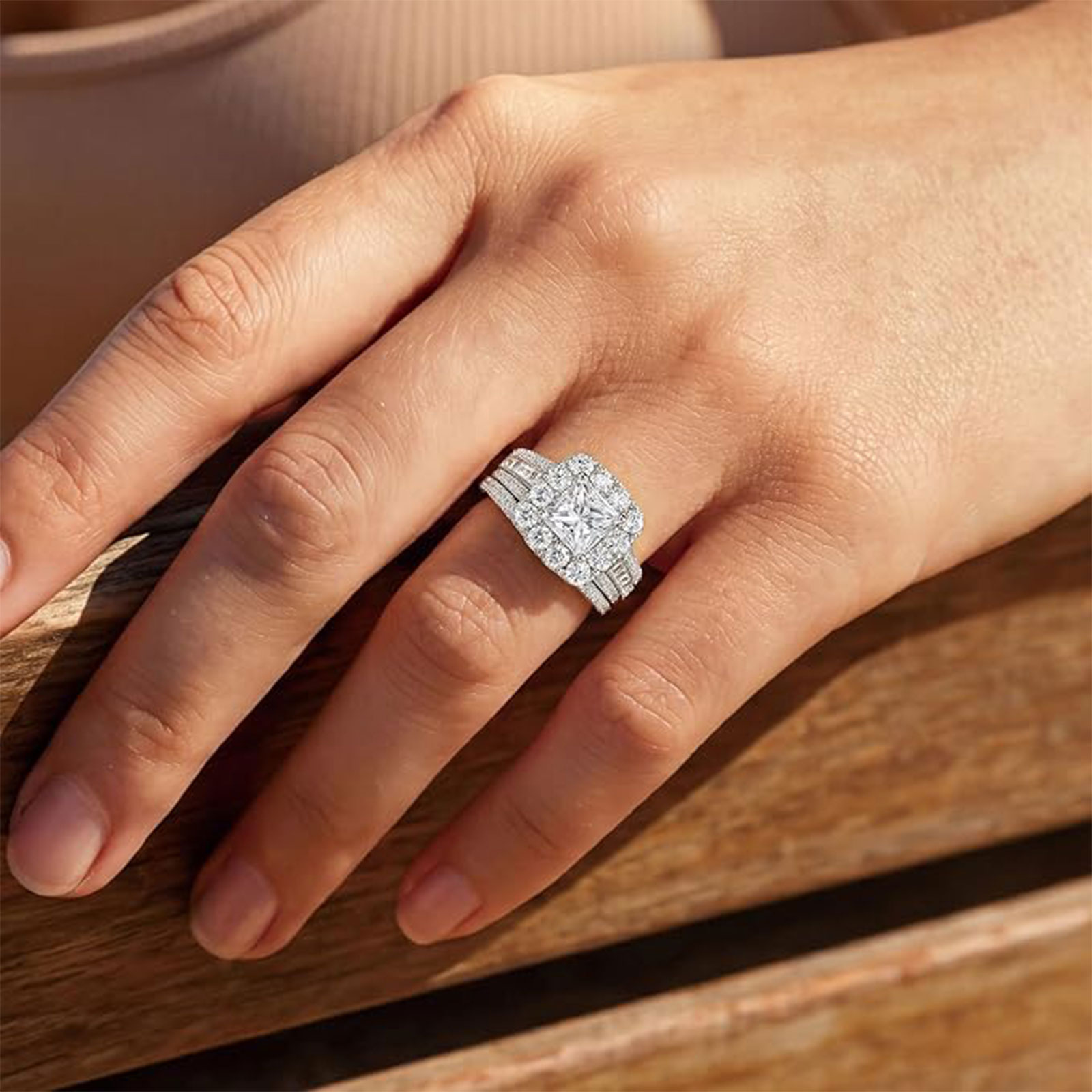 Newshe 2 Buah Set Cincin Perni - Moissanite Engagement Ring 1 Carat ulasan dan harga