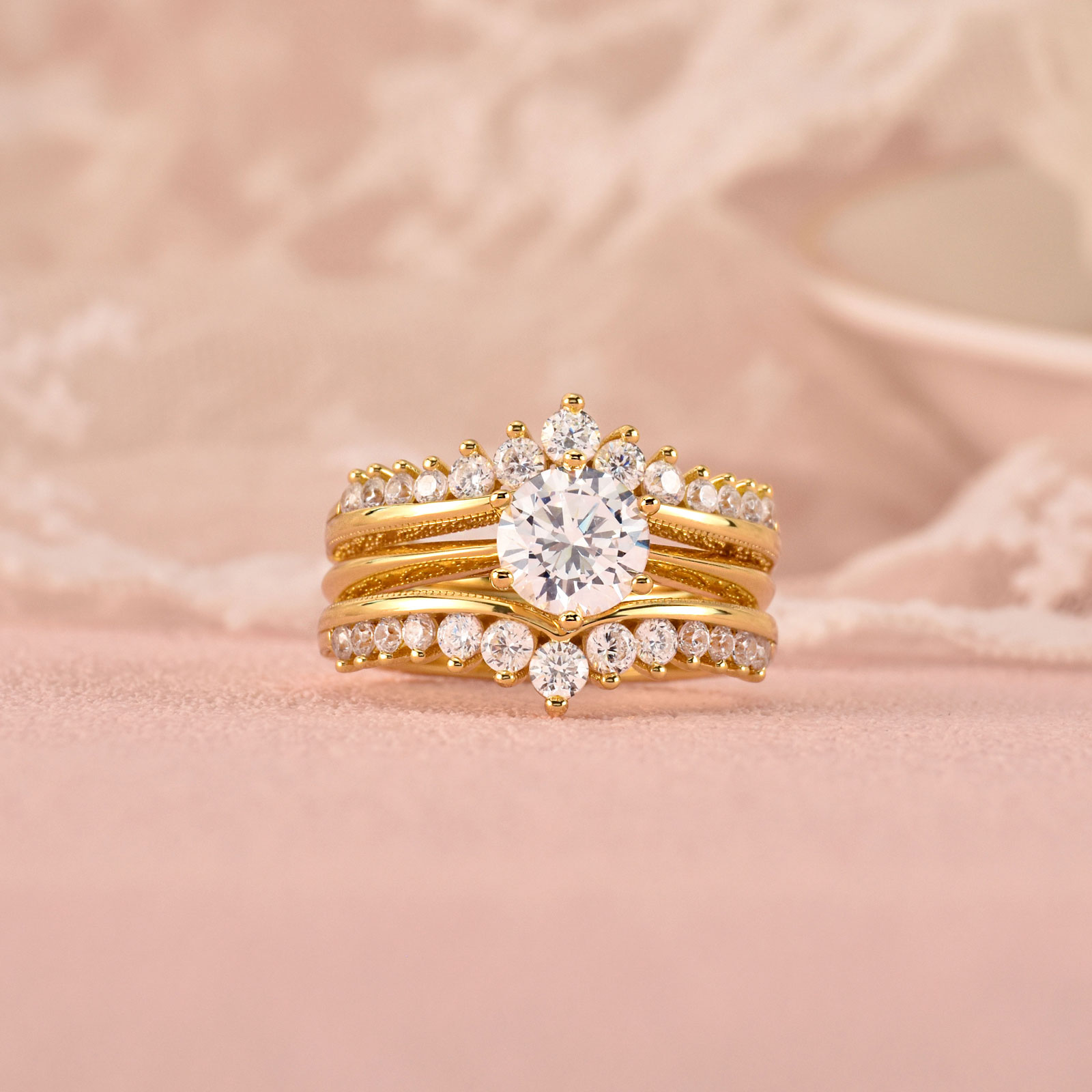 Newshe Set Cincin Pengantin Be - Moissanite Engagement Ring 1 Carat ulasan dan harga