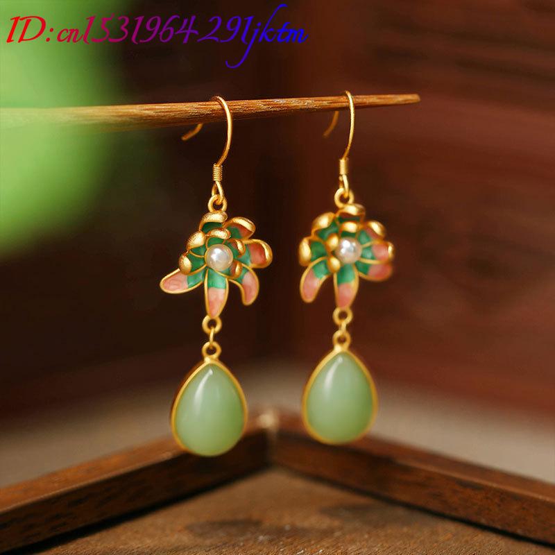 Anting Tetesan Air Batu Giok A - Earrings ulasan dan harga