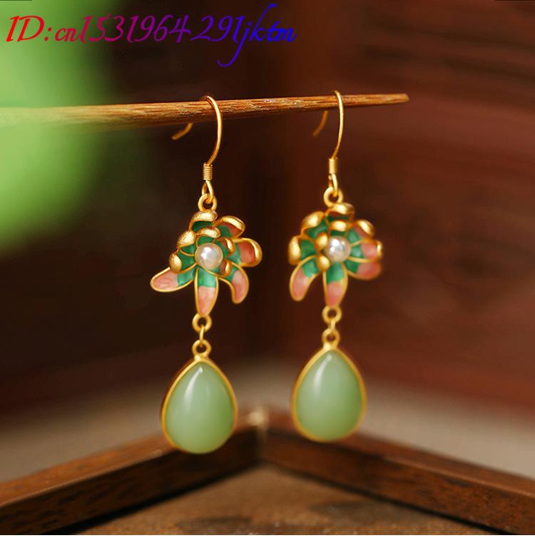 Anting Tetesan Air Batu Giok A - Earrings ulasan dan harga