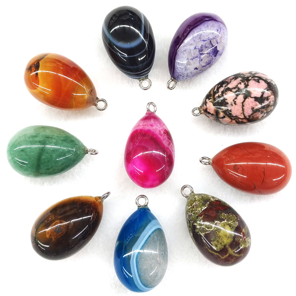 Liontin berbentuk telur mini b - Crystal Pendant Necklace Natural Stone ulasan dan harga