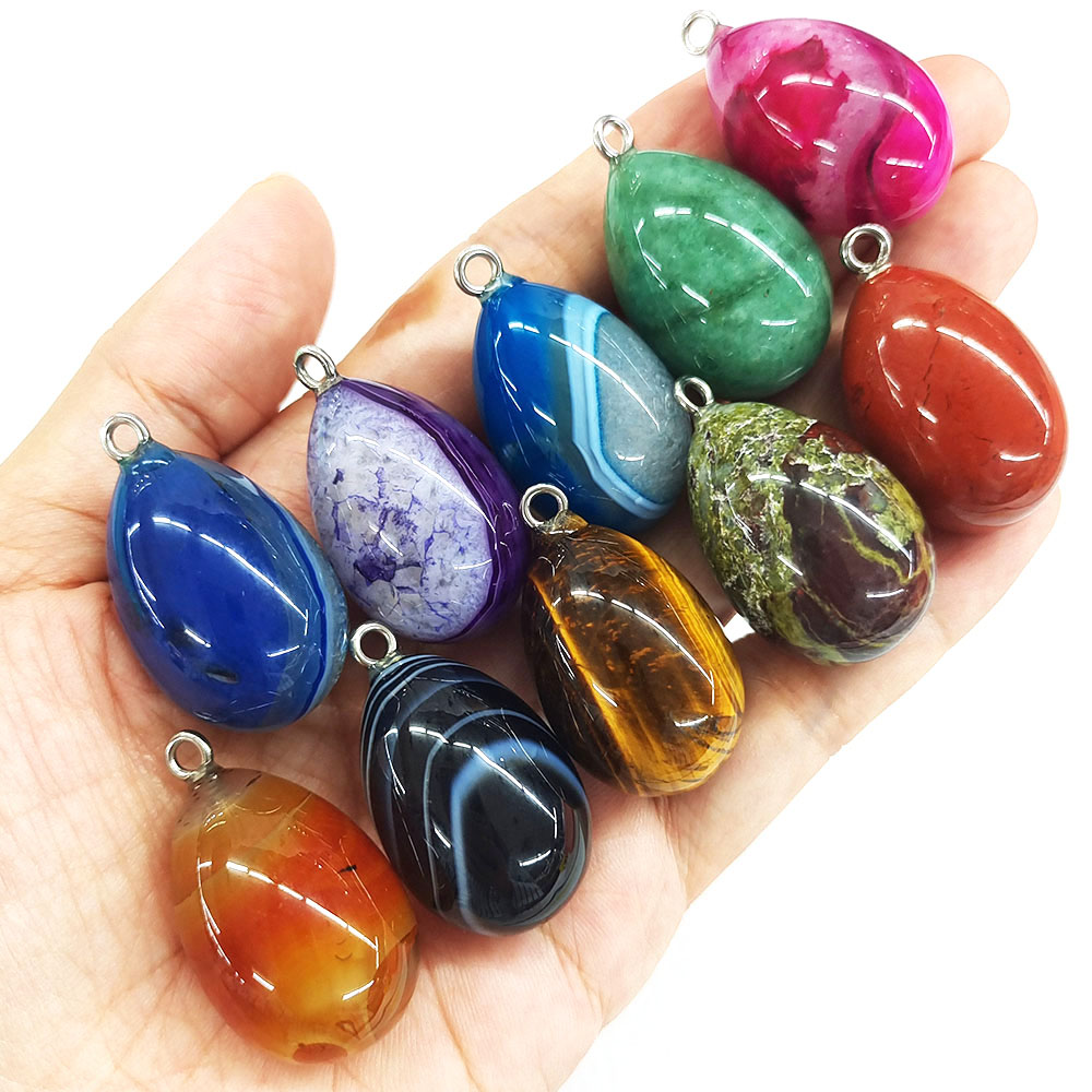 Liontin berbentuk telur mini b - Crystal Pendant Necklace Natural Stone ulasan dan harga