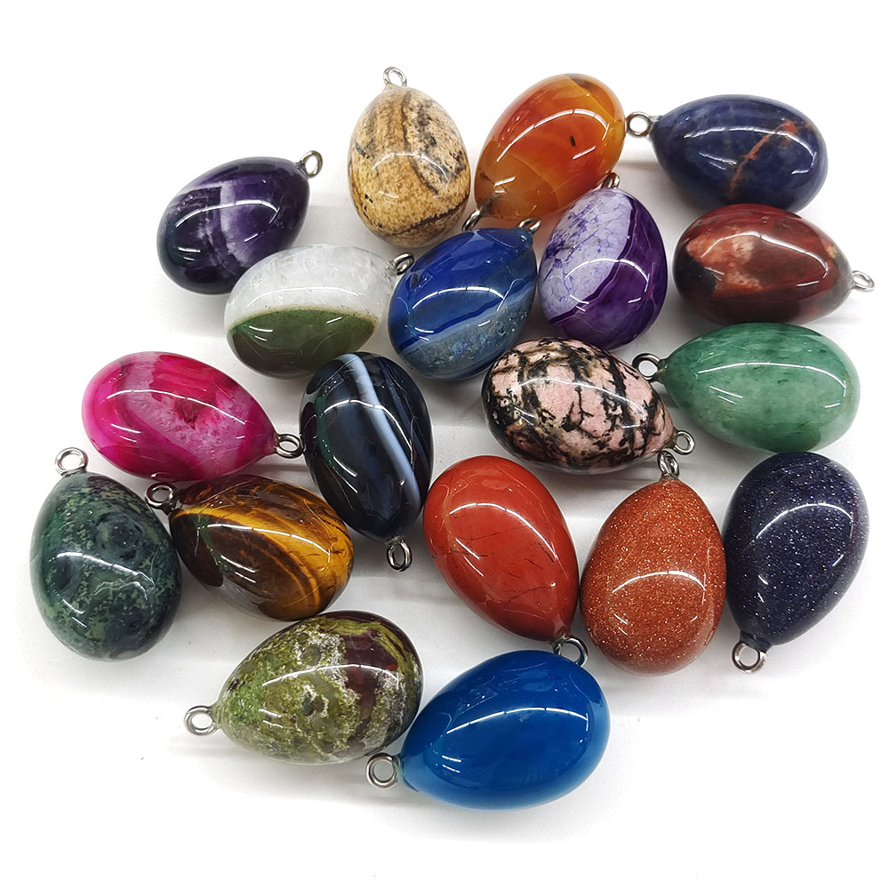 Liontin berbentuk telur mini b - Crystal Pendant Necklace Natural Stone ulasan dan harga