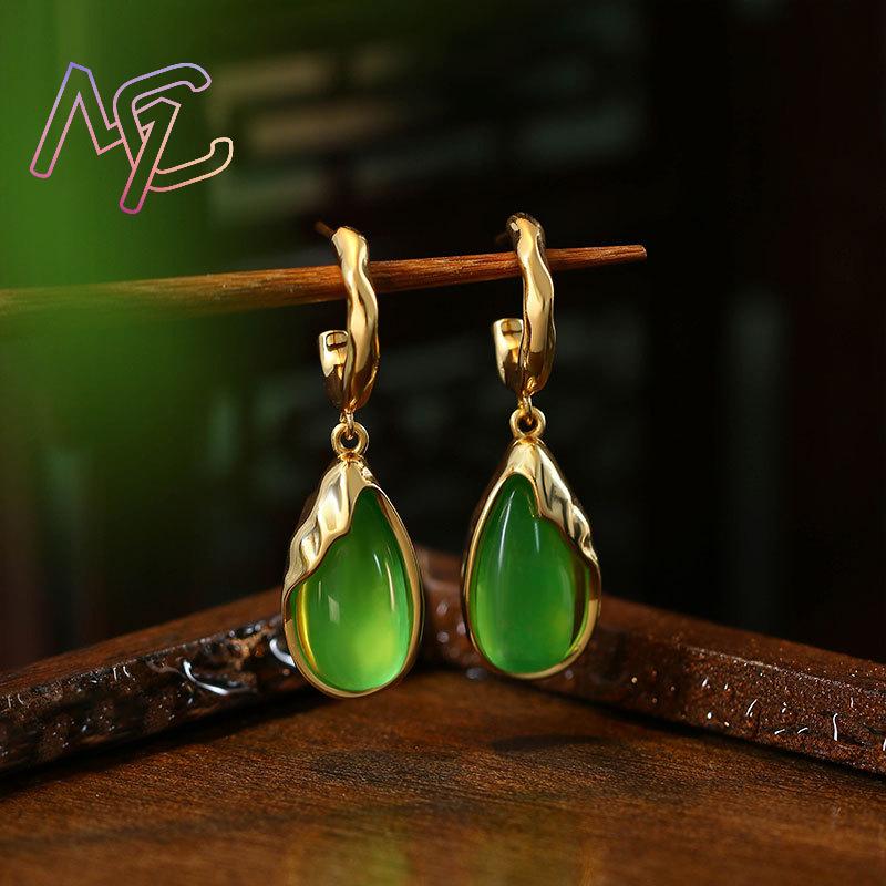 Anting Tetesan Air Batu Giok A - Earrings ulasan dan harga