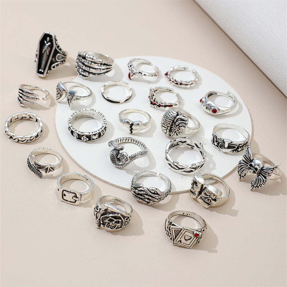 23 Buah Set Cincin Jari dengan - Vintage Punk Knuckle Rings Set ulasan dan harga