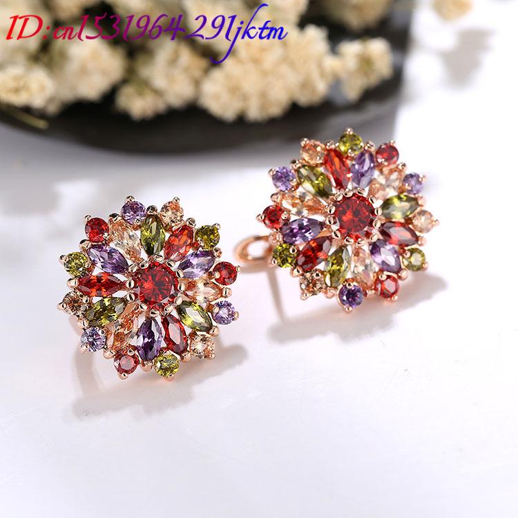 Anting-anting bunga kristal al - Earrings ulasan dan harga