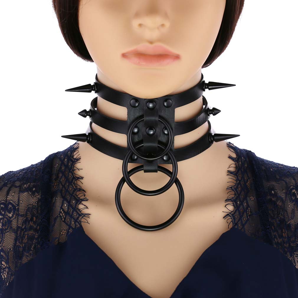 Kalung Choker Perbudakan Kulit - Goth Punk Spike Choker ulasan dan harga