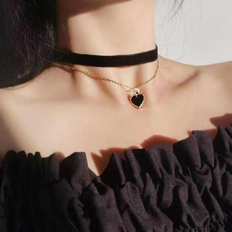 Kalung Choker Lapisan Ganda Ro - Layered Pendant Necklace Aesthetic ulasan dan harga