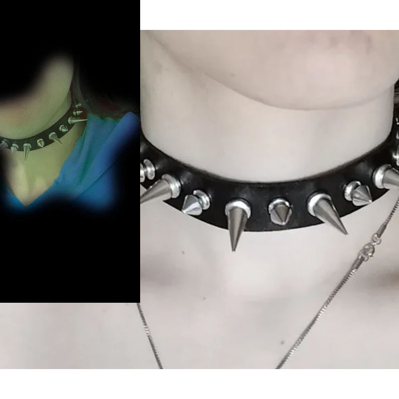 Kalung Choker Panjang Bergaya  - Goth Punk Spike Choker ulasan dan harga