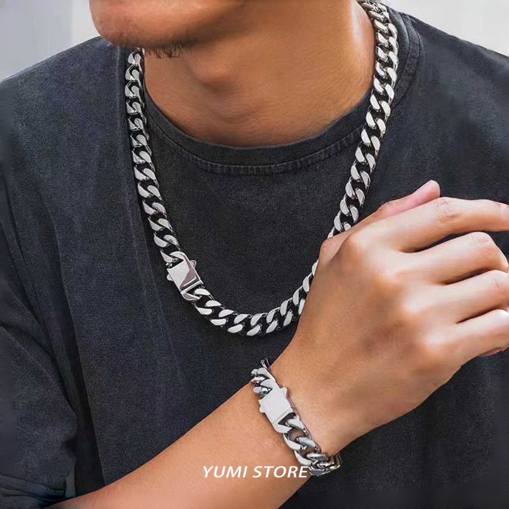 Kalung Titanium Steel Hip Hop  - Cuban Link Chain 12Mm ulasan dan harga