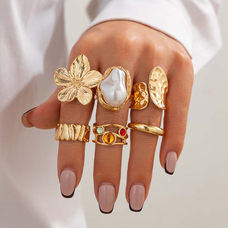 6 Buah/Set Set Cincin Bunga Lo - Vintage Punk Knuckle Rings Set ulasan dan harga