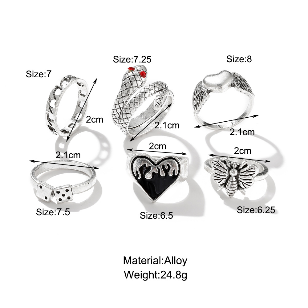 6 Buah Set Cincin Jari Tangan  - Vintage Punk Knuckle Rings Set ulasan dan harga