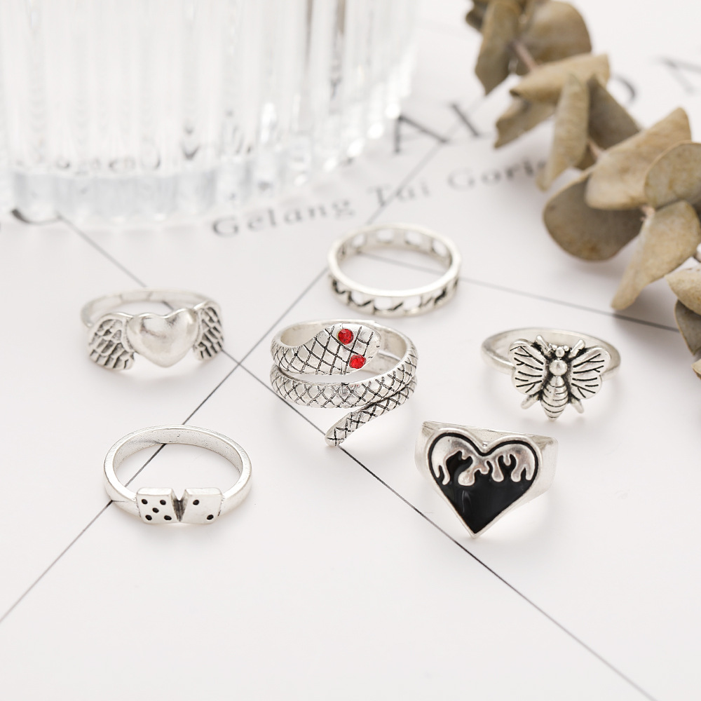 6 Buah Set Cincin Jari Tangan  - Vintage Punk Knuckle Rings Set ulasan dan harga