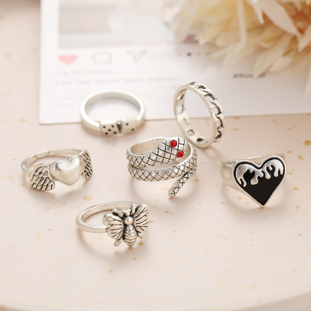 6 Buah Set Cincin Jari Tangan  - Vintage Punk Knuckle Rings Set ulasan dan harga